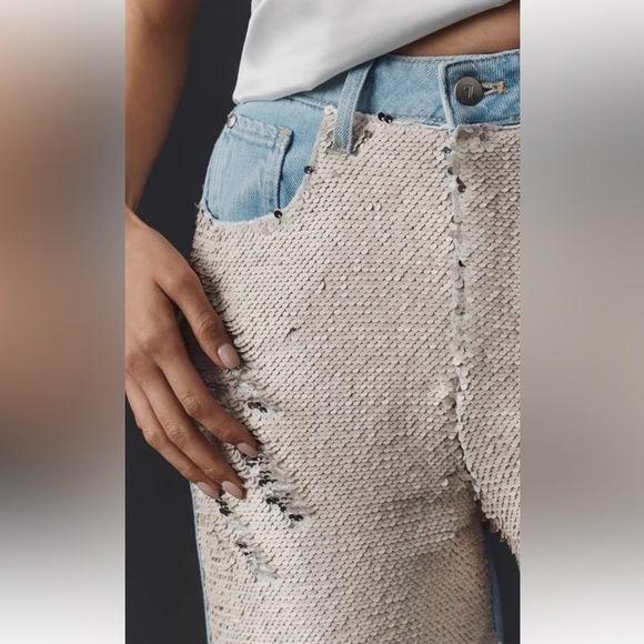 Pilcro by Anthropologie High Waisted Sequin Skater Jean - Picture 4 of 13